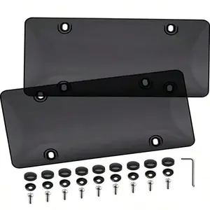 Unbreakable Tinted Smoked Bubble LicensePlate Protector Covers Shield Dark Grey PairCar Accessories Truck Vehicle Replacement Clear