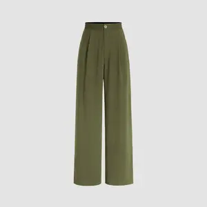 Cider [7 colors, size 0-26] Solid High Waist Pleated Wide Leg Trousers
