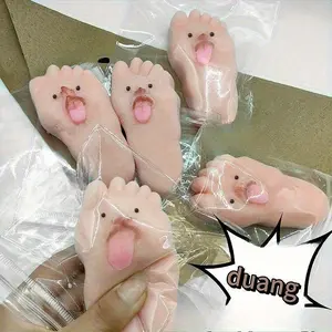 Tongue-sticking, big-foot squeezer, fun hunting, weird emoji, palm-shaped relief, best friend gift, squeeze fun, small party gift, great present, fun and cute soft squeezeable toy, stretchable and highly elastic, scene decoration, holiday supplies.