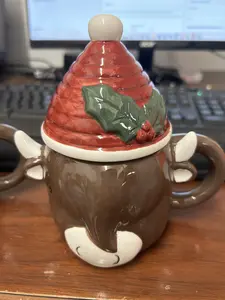 Ceramic Merry Moo Cow Mug WLid 2 Asst