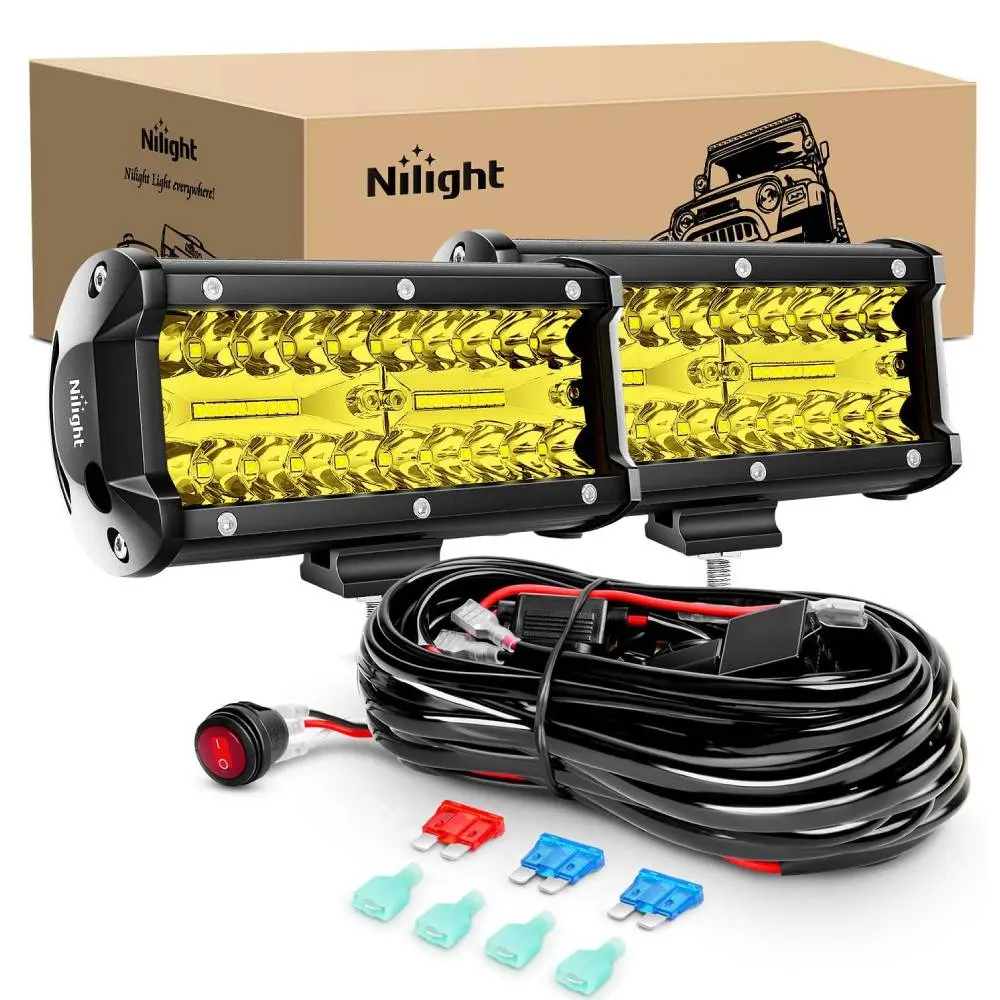 2PCS 6.5 Inch 120W Yellow +Wiring