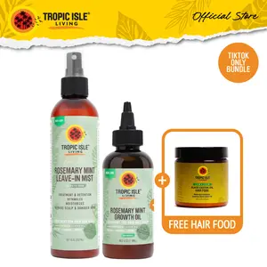 Tropic Isle Living Rosemary Mint Hair Growth Bundle with FREE Hair Food Coconut| Refresh, Strengthen & Grow
