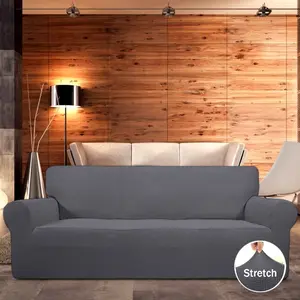 3 cushion sofa cover, modular sofa cover, spandex non-slip soft , washable furniture cover with non-slip foam (grey)