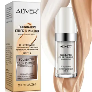 Aliver Color-Changing Foundation Liquid 30ML, Smart Match Skin Tone, Spf15 Sunscreen, Hydrating Non-Irritating Formula, Anti-Sweat