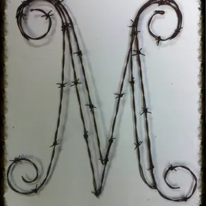 Custom Barbed Wire Art Monogram M Rustic Decorative Wall Hanging for Home and Garden