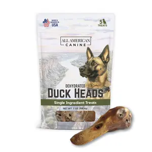 Canine Treats 5 Duck Heads for Dogs Natural Single Ingredient Chewy Digestible Low-Fat Dehydrated Dog Treats for Training Enrichment Teeth Cleaning US Made