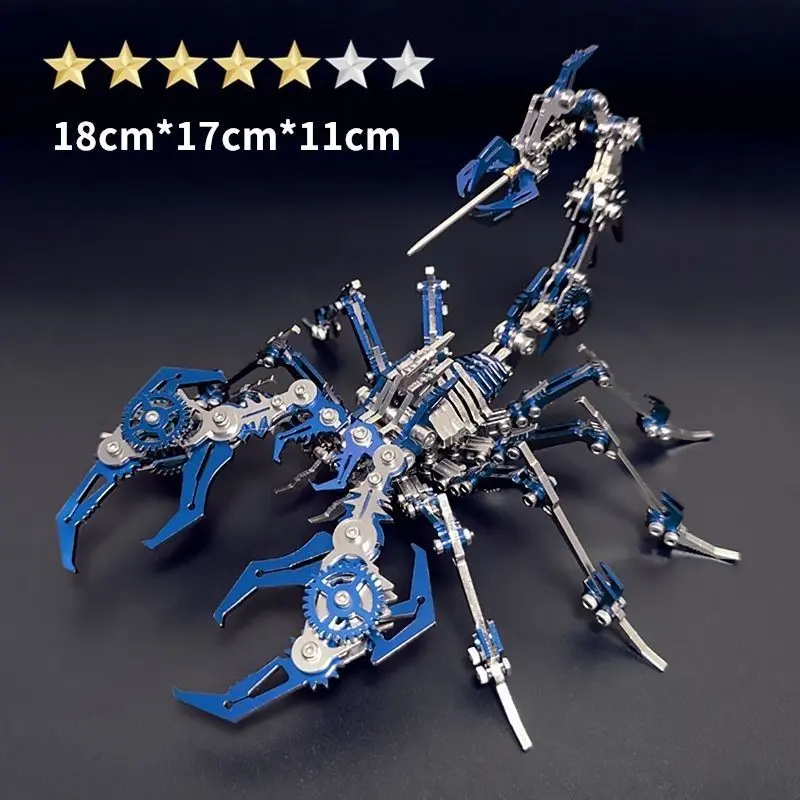 3D Creative Metal Puzzle Kit Assortment - 18cm x 17cm Stainless Steel Scorpion Figure, Magnetic Color Maze, Travel Wooden Memory Game, Broken Glass Filter House, Landscape Jigsaw, Rotating Plastic Board with Drawers for Boys, Birthday Gifts, Collectibles