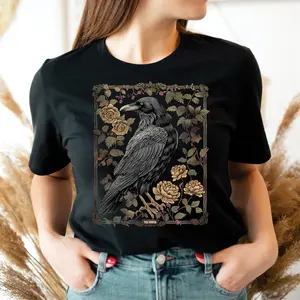 Vintage Raven Shirt, Tarot Card Shirt, Goblincore Shirt, Gothic T-Shirt, Witchy Shirt, Crow, Dark Academia Shirt.