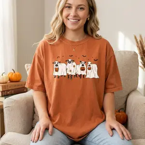 Funny Halloween Cow Comfort Color Shirt, Fall Vibes, Ghost Cows Graphic Shirt, Spooky Season Tee, Animal Lover Gift