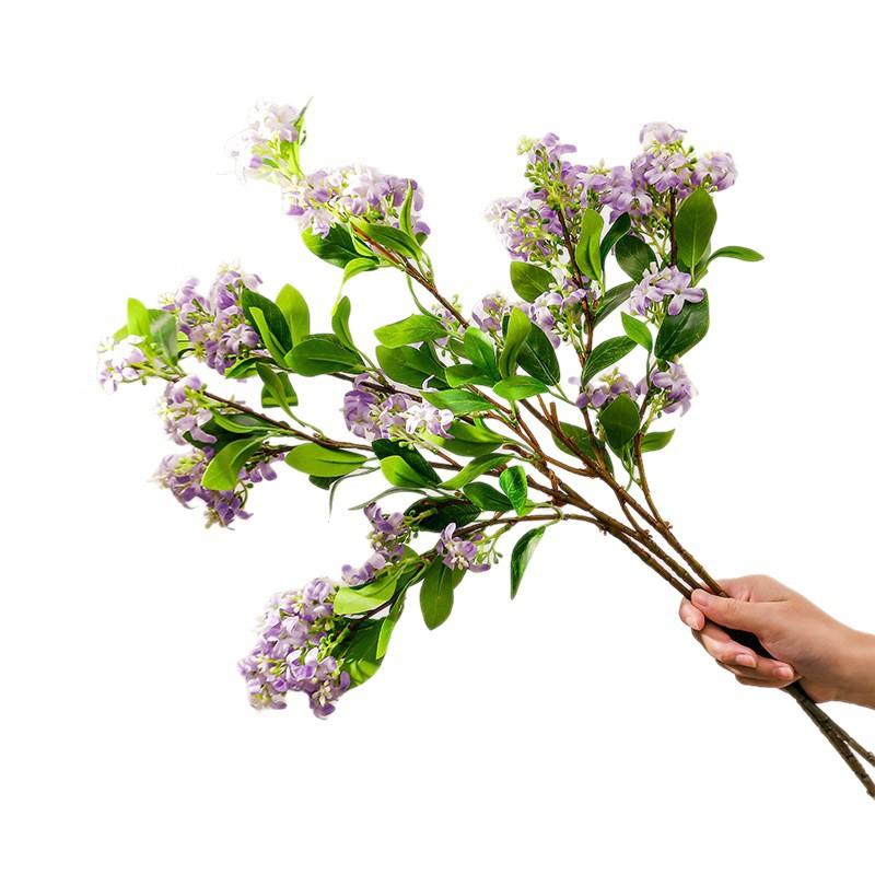 Fragrant Lilac Artificial Flower Bouquet  Effortless Home Upgrade: Lifelike Lilac Floral Arrangement - Ready-to-Use Decor for Living Room & Dining Table. High-Quality Faux Flowers, Never Wilt. Decorative Eternal