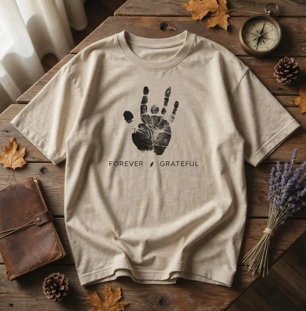 Grateful Dead Tee with Jerry Garcia Hand Tee, Forever Grateful T-Shirt Gift