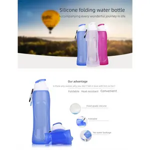 Foldable Portable Travel Cup Food Grade 500ml Silicone Water Bottle High Temperature Resistant Water Cup Outdoor Sports Cycling Water Bottle