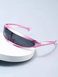 Colorful Electroplated Futuristic Glasses, Lenses Party Vacation Sunglasses, Small Size, Check Dimensions Before Ordering