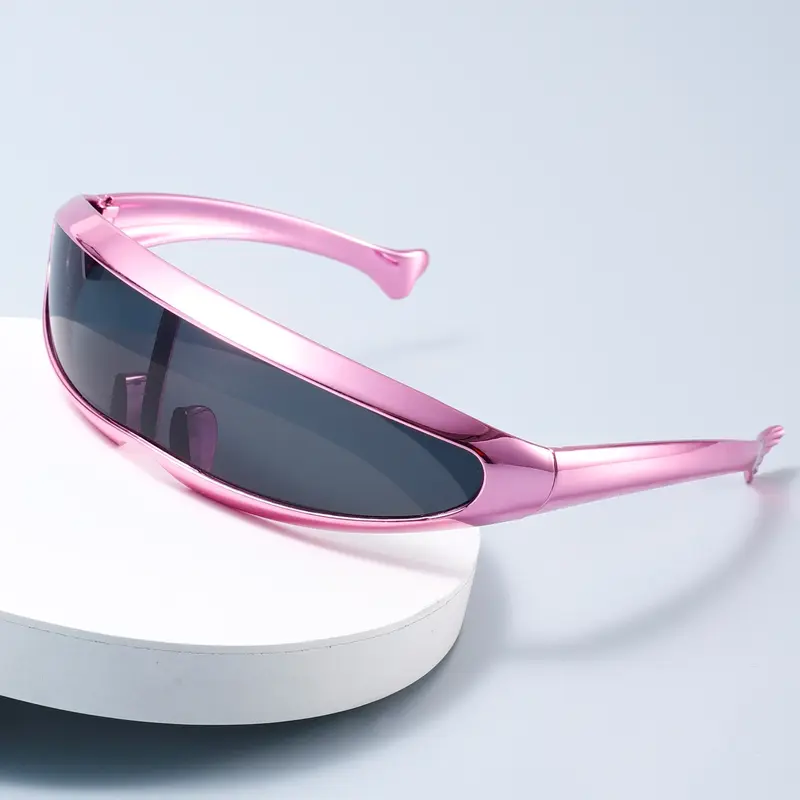 Colorful Electroplated Futuristic Glasses, Lenses Party Vacation Sunglasses, Small Size, Check Dimensions Before Ordering, Stylish Shades