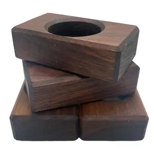 Wooden Napkin Rings SET OF 4 - Rustic Modern Home Decor, 3in Rectangle, Solid Chestnut Wood, A taste of Wine Country for Dining Table, Living Room Decor, Bar Top, Penalizable