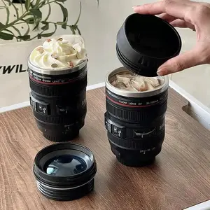 Camera Lens Design Coffee Cup, Creative Camera Lens Coffee Mug, Outdoor Tableware for Camping & Hiking, Picnicware for Outdoor Camping, Drinkware