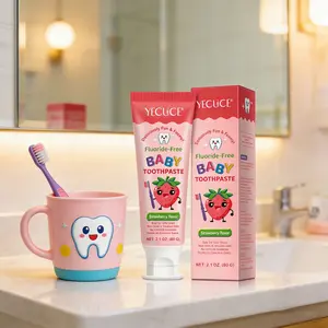 YECUCE Children's Toothpaste (Strawberry/Watermelon Flavor), Fluoride Free Toothpaste, 60g/2.1oz, Gently Cares for Delicate Gums, Suitable for Children Aged 2 and Above