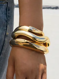 Women's Fashion Bracelet Set, Geometric Design Zinc Alloy Jewelry, Casual Style for All Seasons, Perfect Gift for Parties & Dates