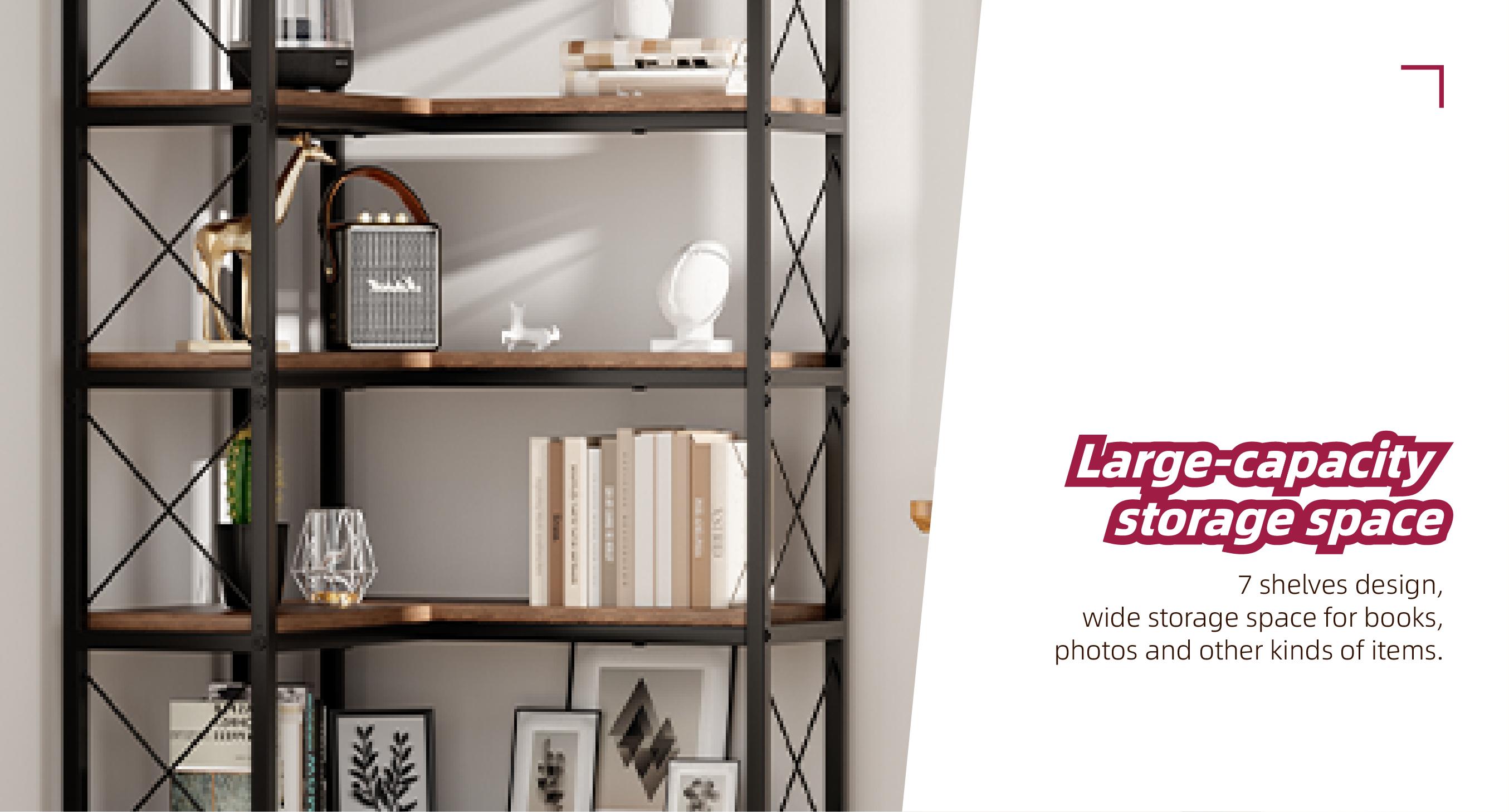 7 Tier Corner Bookshelf with LED Lights, 78.7” High Corner Shelf Storage for Living Room, Study Room, Metal Frame Extra Large Capacity, Flamed Color IF076 7 Tier Corner Bookshelf with LED Lights, 78.7” High Corner Shelf Storage for Living Room, Study Room, Metal Frame Extra Large Capacity, Flamed Color IF076