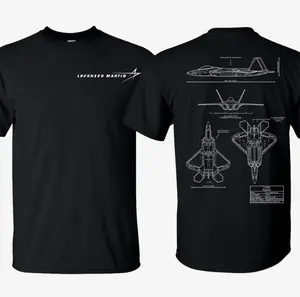 F-22 Raptor Blueprint T-Shirt, Lockheed Martin Graphic Tee for Men, Military Aviation Enthusiast Streetwear, Vintage Fighter Jet Drawing Shirt, Gift for Pilots, Tactical Style