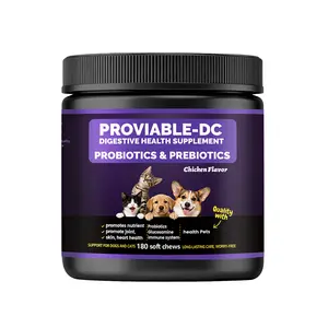 Dog & Cat Probiotic Soft Chewables with B-Complex Vitamins, Gos  - 180 Count Advanced Bacillus Coagulans Digestive Remedy for Pet Digestion, Stool Odor Reduction, Loose Stools  Hip and Joint Supplement Natural dog treat chew food topper immune support