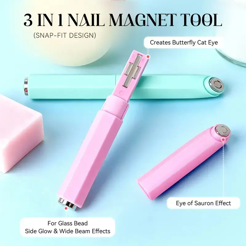 Women's Magnetic Nail Magnet Set - Nail Art Magnetic Wand, Compact Multicolor Easy-Grip Tool, Multipurpose Salon/Home Manicure Accessory for Festive/Party Supplies Gifting