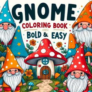 Gnome Coloring Book: Bold and Easy Large Print with Cute and Simple Designs for Kids and Adults bullet  journals