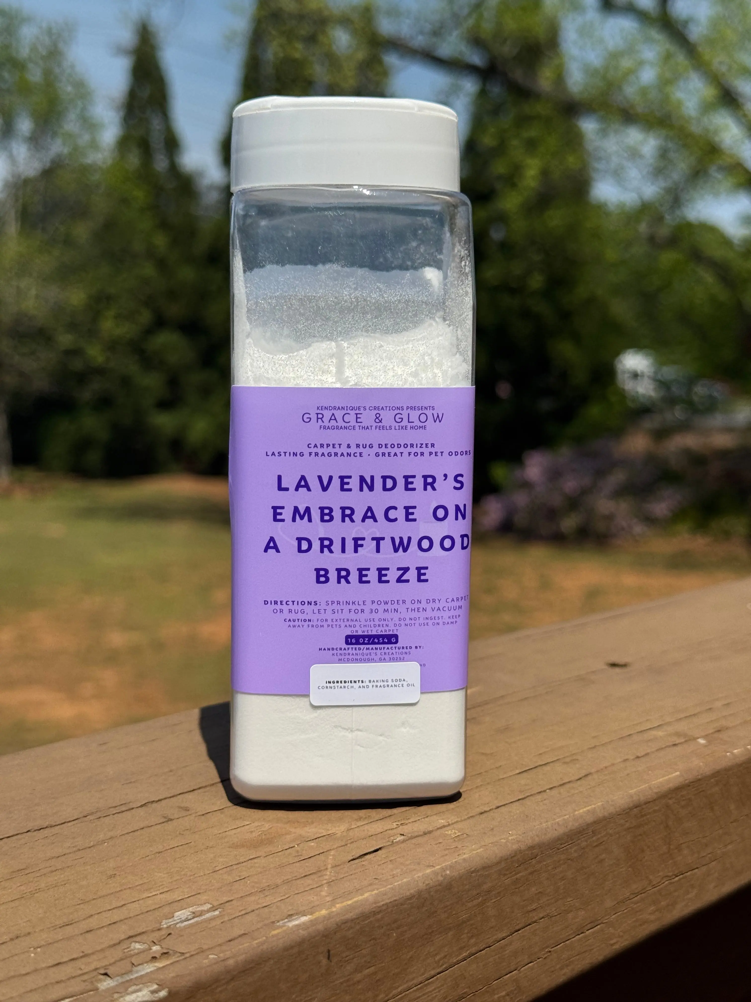 Grace & Glow Carpet & Rug Deodorizer | Odor Neutralizing Powder  | Core Collection | Lavender’s Embrace on a Driftwood Breeze
