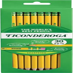 Ticonderoga Wood-Cased Pencils, Pre-Sharpened, 2 HB Soft, Yellow, 30 Count