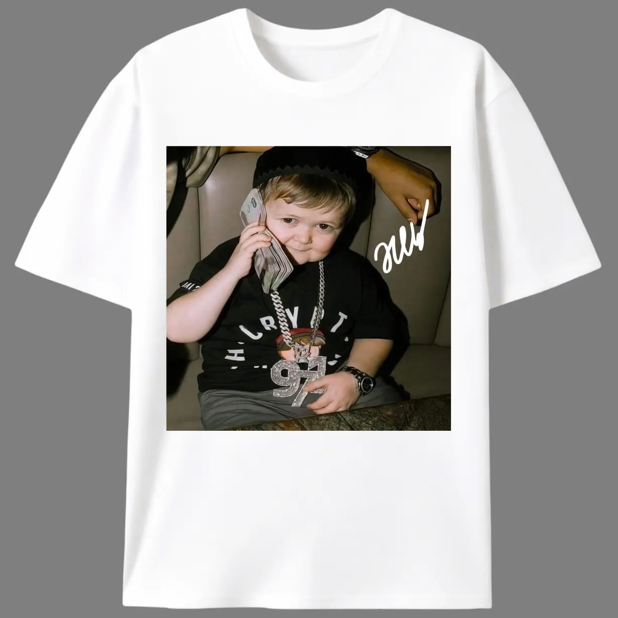 Men's Hasbulla Magomedov Printed Crew Neck Short Sleeve Tee - 3xl,4xl,5xl Sizes, Fitted Cut, Stretch Cotton Knit, Casual Streetwear, Customization Available, Machine Washable, No Dry Cleaning
