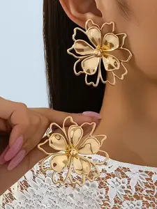 Women's Stylish & Unique Earrings, Exaggerated Irregular Floral Design, Enhances Elegance, No Batteries Needed, Exquisite Jewelry Gift