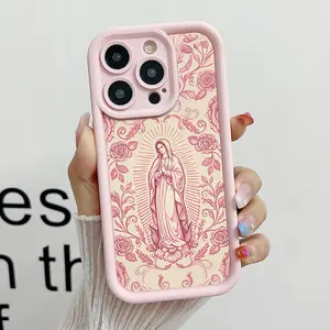 Virgin Mary Pattern Phone Case,TPU Soft Silicone,Fully Protected and Shockproof For iPhone 17 16 15 Pro Max 14 13 12 11 X Plus Air Mini Stylish Trendy