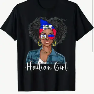 Haitian Flag Print T-Shirt – Casual Crew Neck Tee with Vibrant Cultural Design Top Womenswear Tshirt