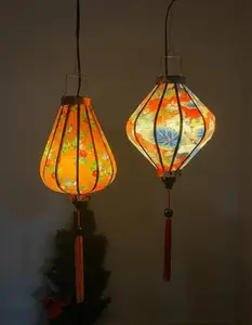 2 Pcs Hoi An Waterproof Lanterns 35cm Decorative Outdoor Lantern Set