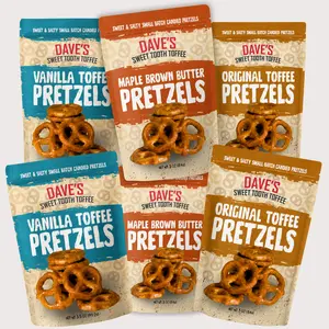 Toffee Covered Pretzel Sampler - 2X Original Toffee, 2X Maple Brown Butter, 2X Vanilla, Sweet & Salty Snack Pack - Dave's Sweet Tooth