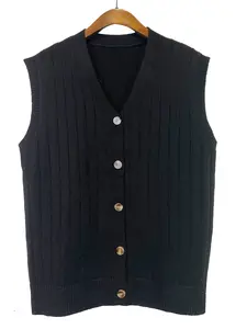 Women's Knitted Vest College Style, Autumn Winter New Loose Sleeveless Sweater, Unisex Cardigan for Students or Collar Workers