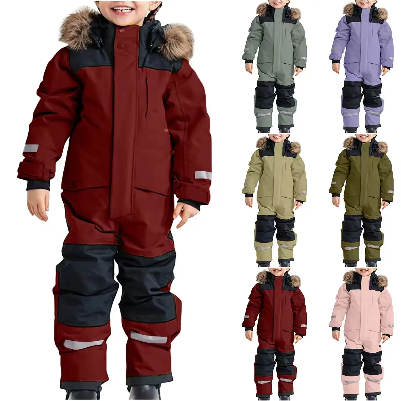 Bright Yellow Children's Ski Suit⛷️ Stand Collar + Full Zipper| Easy-care polyester fabric| Skiing/Snowboarding