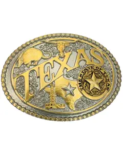Montana Silversmiths Unisex Two-Tone Texas State Heritage Attitude Belt Buckle - 60811Txp2