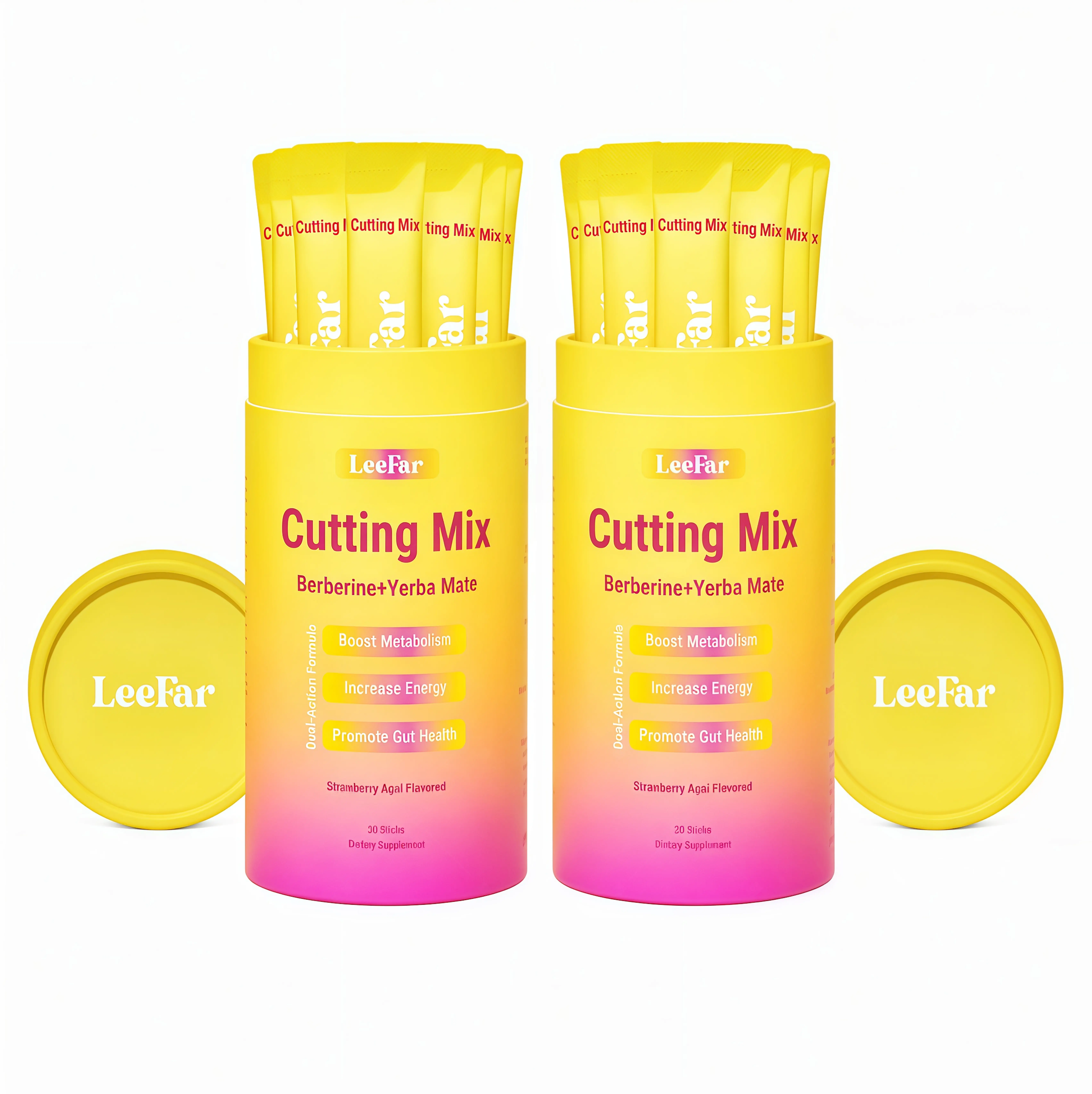 2 Pack LeeFar Cutting Drink Mix – | BG Strawberry Açaí Flavor – | (30 Servings)