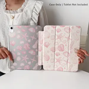 Double sided pattern of sea salt powder shell, with adjustable bracket and pen slot, foldable anti slip TPU protective cover, suitable for Samsung, iPad mini, iPad Air, iPad Pro/iPad 10th generation, 11th generation and other series