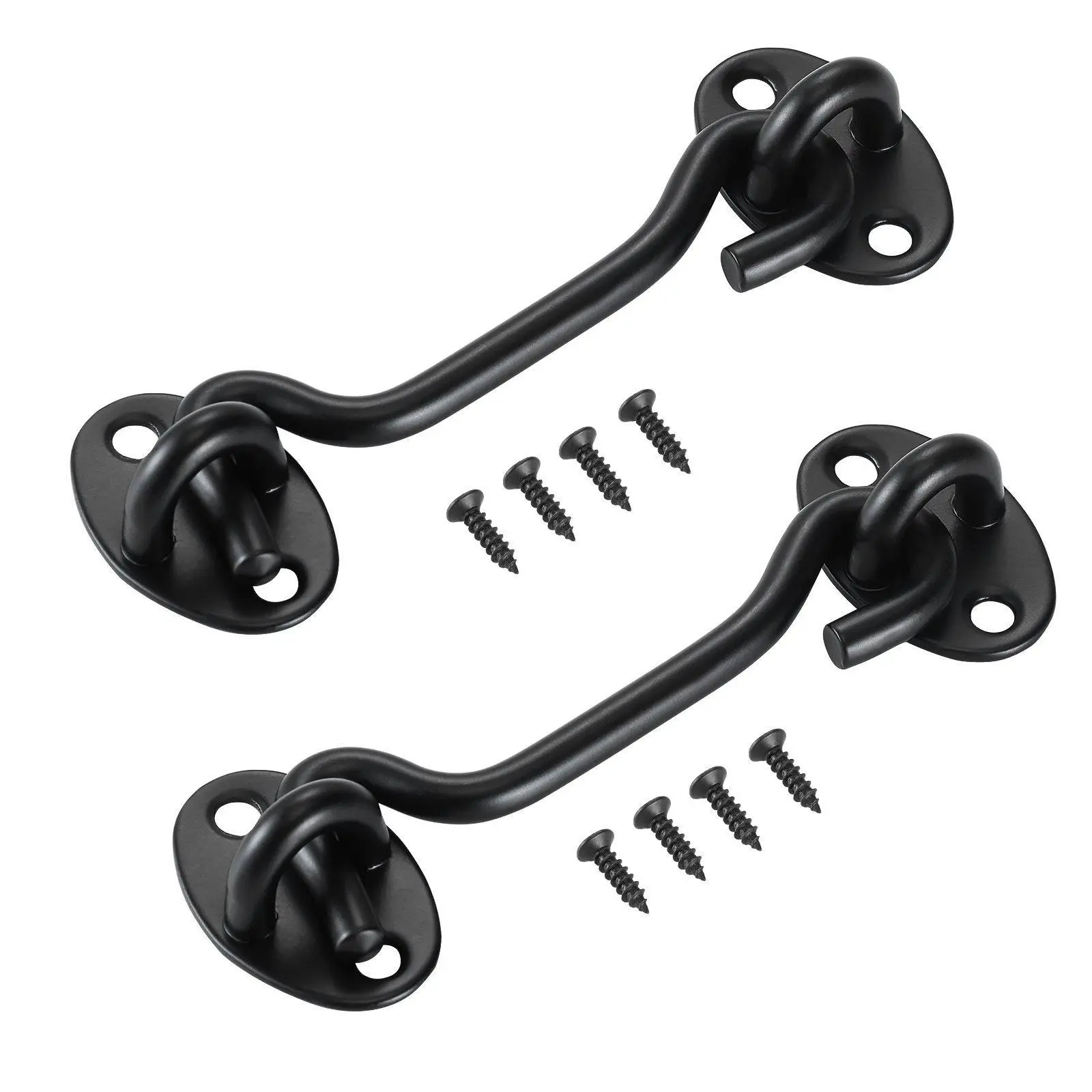 【SummerFinds】VEVOR Powder-Coated Heavy-Duty Hook and Eye Gate Latch, 2-Pack with Mounting Screws, 1-Step Latching, Aesthetics with Function for Home Barn Doors, Fences, All-Seasons Enhanced Security