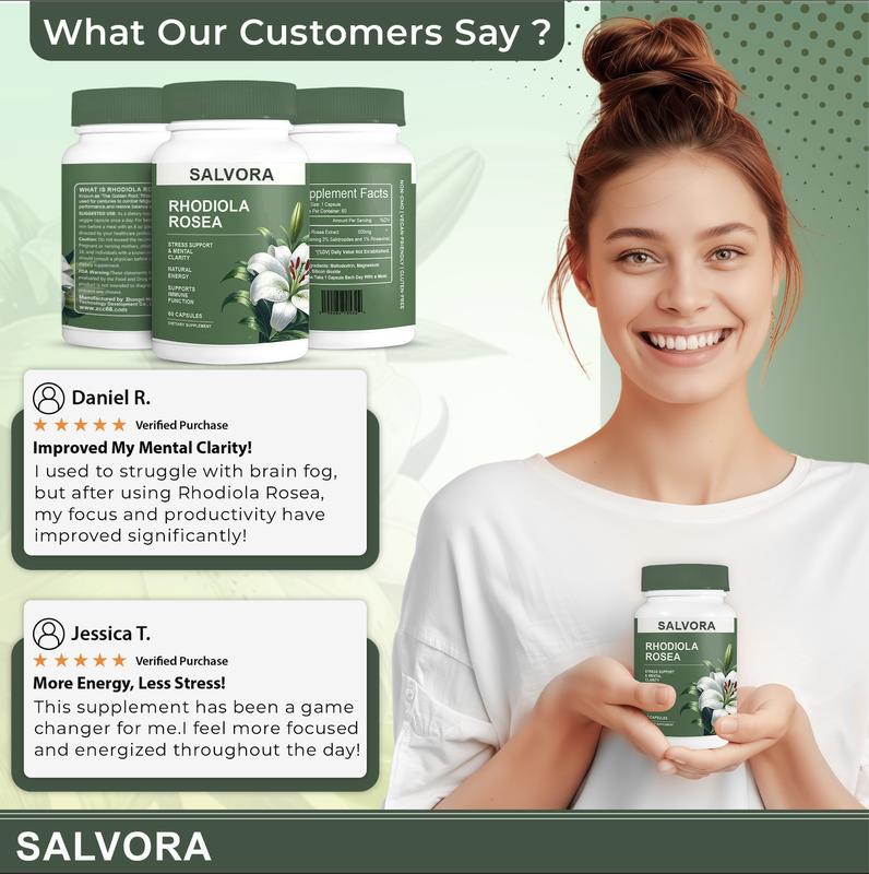 Rhodiola Rosea Extract for Stress, Energy & Focus - Natural Adaptogen [500mg]