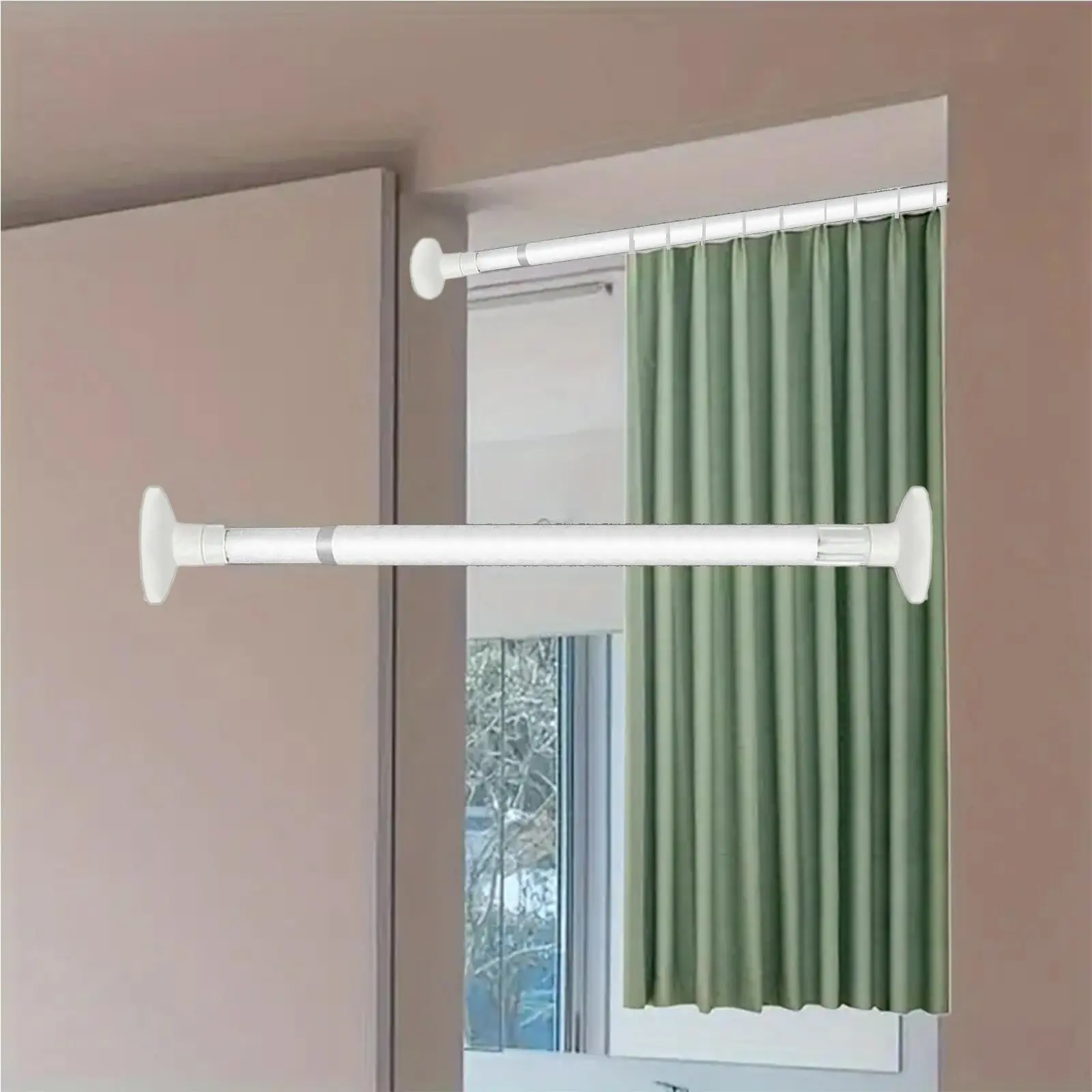 Adjustable Tension Telescopic Curtain Rod, 19.6-31.49 Inch, Easy Install Without Drilling, Perfect for Windows & Doors, Durable Design