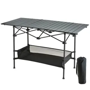 120×70×55cm Portable Outdoor Folding Picnic Table, Lightweight Aluminum Roll-Up Camping Table with Carry Bag for Camping, Beach, Backyard, BBQ, Party, Patio, and Picnic