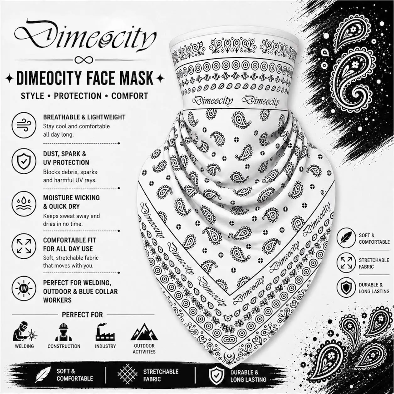 White/Black Face Mask