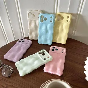 3D Water Ripple Phone Case for iPhone 17 16 15 14 13 Pro Pro Max Plus, Cute Silver Wave Aesthetic Cover, Chrome Water Ripple Design Protective Case for Women Girls Perfect Gift for Her