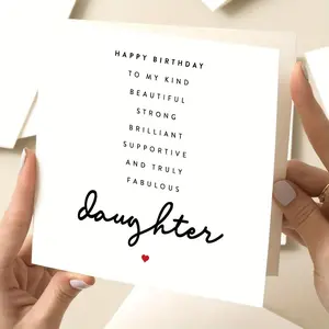 Daughter Birthday Greeting Card, 1 Count Happy Birthday Card with Envelope and Lettering, Special Daughter Birthday Card, Positive Message Card, Daughter Gift