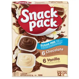 Snack Pack Sugar Free Chocolate and Vanilla Flavored Pudding Family Pack, 12 Count Pudding Cups