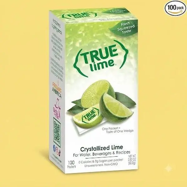 True Lime Sugar-Free Water Enhancer (100 Packets) – Crystallized Lime Drink Mix