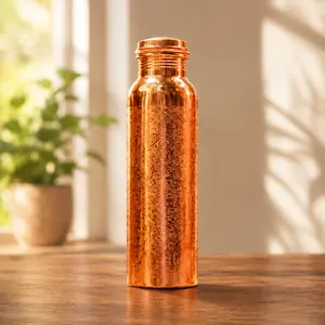 Pure Copper Water Bottle 32 oz | Etched Copper Bottle for Water | Handmade Ayurvedic Style Drinkware | Reusable Copper Water Bottle Gift